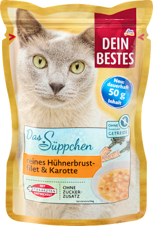 Nassfutter Katze, Suppe mit Hühnerbrustfilet & Karotte, das Süppchen Dein Bestes