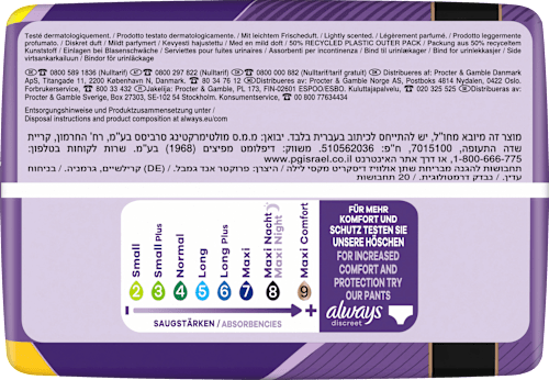 discreet Einlagen Inkontinenz Maxi Nacht, Big Pack always