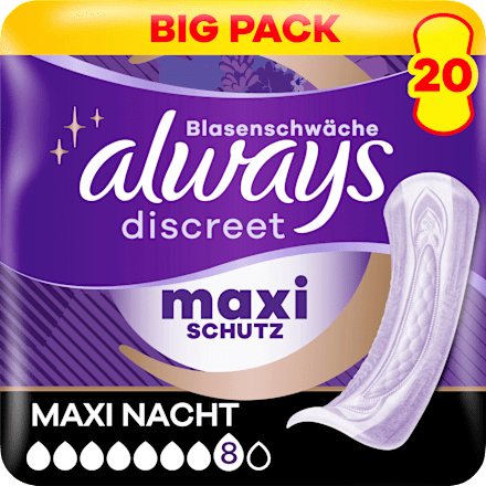 discreet Einlagen Inkontinenz Maxi Nacht, Big Pack always