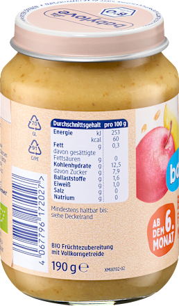 Frucht & Getreide Früchteallerelei mit Vollkorn ab dem 6. Monat babylove