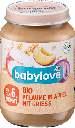 Frucht & Getreide Pflaume in Apfel mit Grieß ab dem 6.Monat babylove