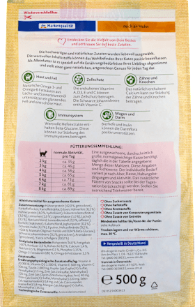 Popolna hrana za odrasle mačke s kokošjo, z omega-3- in omega-6-maščobnimi kislinami DEIN BESTES