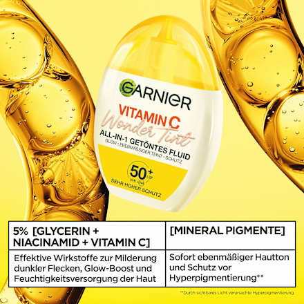 Gesichtsfluid Vitamin C Wonder Tint UV LSF 50+, Hell GARNIER
