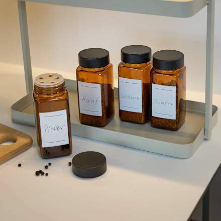 Gewürzgläser-Set mit Streuer, braun/schwarz (4,5x4,5x10,8 cm) dm home