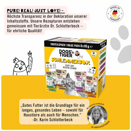 Nassfutter Katze Schlemmerbox Multipack (8x85 g) DOGS'n TIGER