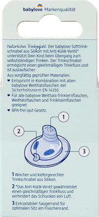 Softtrinkschnabel für Weithals Silikon, ab 6. Monat babylove