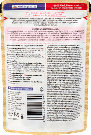 Nassfutter Katze 60% Rind mit Filet, Naturverliebt  Dein Bestes