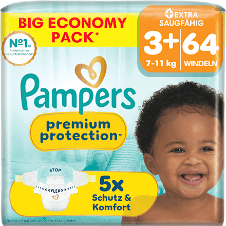 Windeln Premium Protection  Gr. 3+ (7-11 kg) Big Pack Pampers premium protection