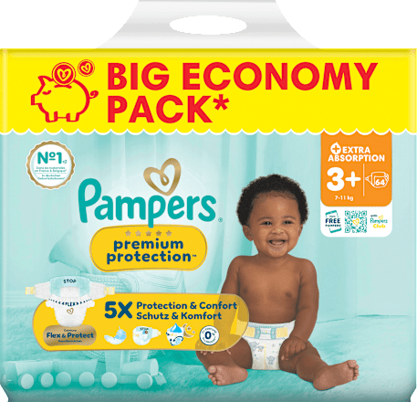 Windeln Premium Protection  Gr. 3+ (7-11 kg) Big Pack Pampers premium protection
