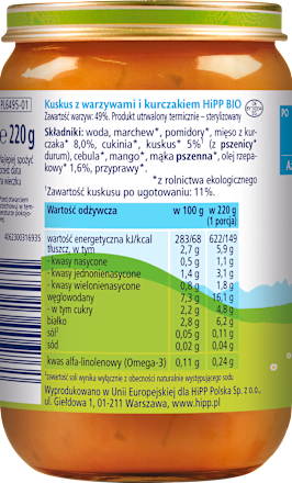 Kuskus z warzywami i kurczakiem BIO HiPP