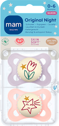 Schnuller Original Night rosa/violett 0-6 Monate mam