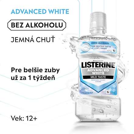 Ústna voda Advanced White Mild Taste Spearmint Listerine