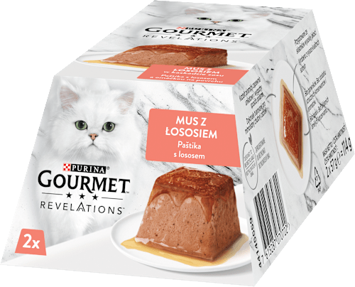Revelations paštika pro kočky s lososem a omáčkou 2x57g PURINA GOURMET