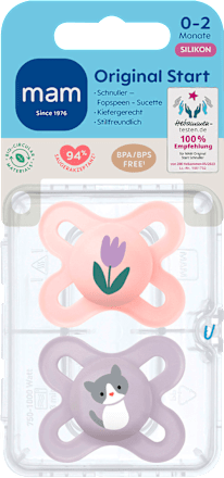 Schnuller Original Start rosa/grau 0-2 Monate mam