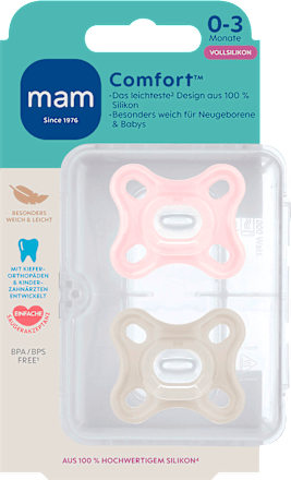 Schnuller Comfort Silikon pink/grau 0-3 Monate mam
