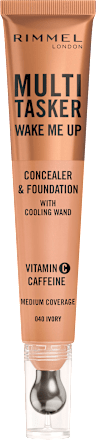 Korektor rozświetlający z masującym aplikatorem, witaminą C i niacynamidem Multi-Tasker Wake Me Up nr 040 Ivory  RIMMEL LONDON