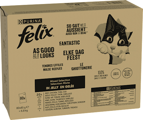 Fantastic kapsičky pro kočky Masový výběr, 80x85g Felix