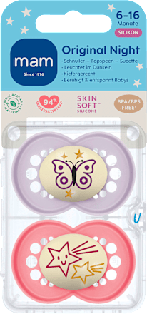 Schnuller Original Night rosa/violett 6-16 Monate mam