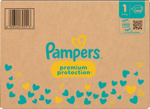 Windeln Premium Protection Gr.1 Newborn (2-5 kg), Halbmonatsbox Pampers