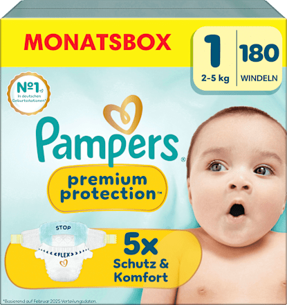 Windeln Premium Protection Gr. 1 Newborn (2-5 kg) Monatsbox Pampers