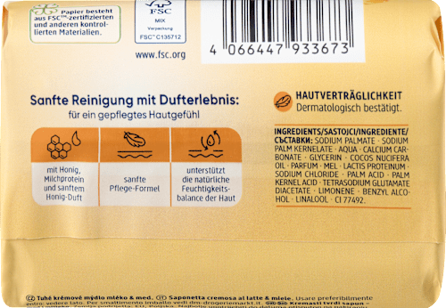 Seifenstück, Cremeseife Milch & Honig Balea