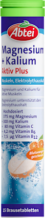 Prehransko dopolnilo z magnezijem in kalijem, v obliki šumečih tablet Abtei
