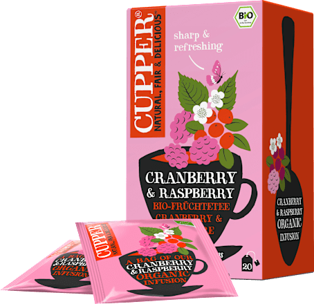Früchtetee mit Cranberry & Himbeere (20 Beutel) Cupper