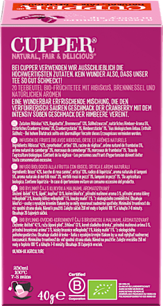 Früchtetee mit Cranberry & Himbeere (20 Beutel) Cupper