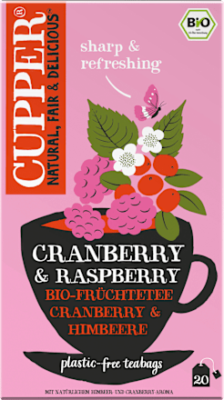 Früchtetee mit Cranberry & Himbeere (20 Beutel) Cupper