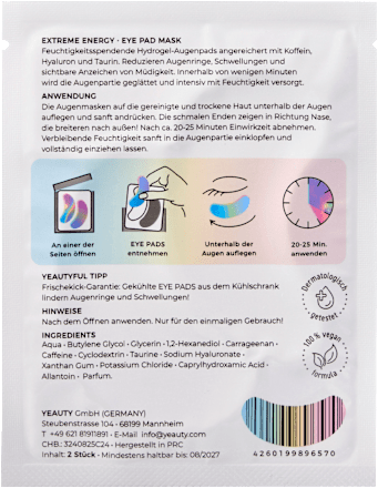 Blazinice za področje pod očmi Extreme Energy YEAUTY