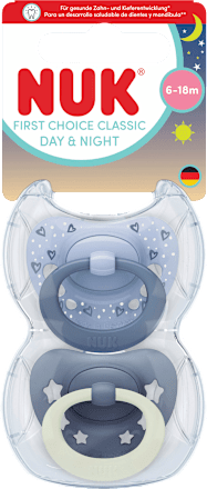 Schnuller First Choice Classic Day & Night, blau, 6-18 Monate NUK