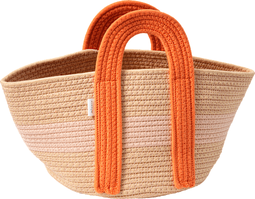Aufbewahrungskorb aus Baumwolle mit Henkeln, beige/orange (35x32 cm) dm home