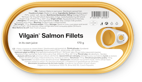 losos obecný filety ve vlastní šťávě vilgain