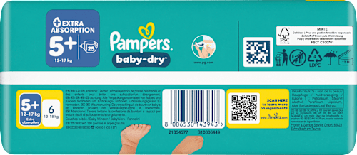 Windeln baby-dry Gr. 5+ (12-17 kg)   Pampers