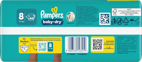 Windeln Gr. 8 XL (17+ kg) Big Pack Pampers baby-dry