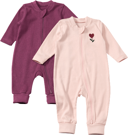 Schlafanzüge mit Herz-Motiv, pink + lila, Gr. 74/80 ALANA