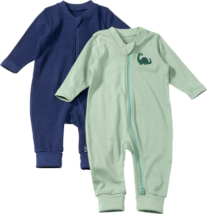 Schlafanzüge mit Dinosaurier-Motiv, grün + blau, Gr. 62/68 ALANA