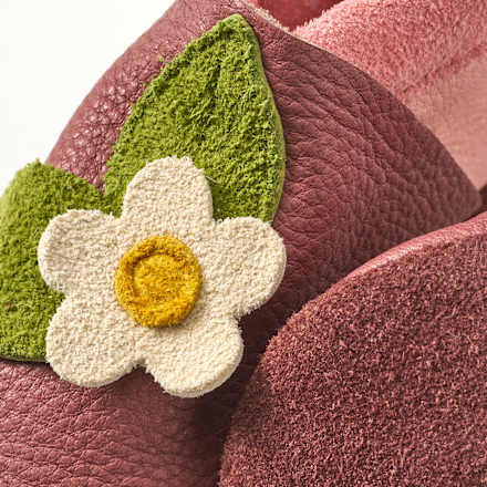 Lederschuhe mit Erdbeer- und Blumen-Applikation, pink, Gr. 22/23 ALANA