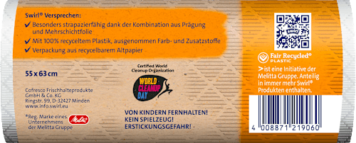 Müllbeutel 35 l Zugband mit 100 % recyceltem Plastik Swirl