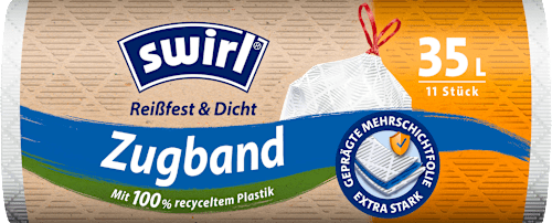 Müllbeutel 35 l Zugband mit 100 % recyceltem Plastik Swirl