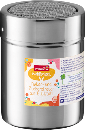 Kakao- & Zuckerstreuer aus Edelstahl Profissimo