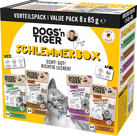 Nassfutter Katze Schlemmerbox Multipack (8x85 g) DOGS'n TIGER