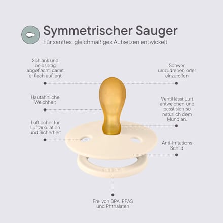 Schnuller Color Latex, symmetrisch, ivory/grün Gr. 1, 0-6 Monate BIBS