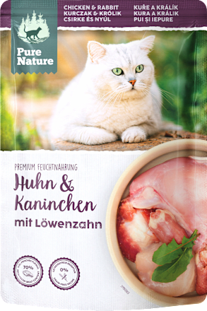 Nassfutter Katze mit Huhn, Kaninchen & Löwenzahn Pure Nature