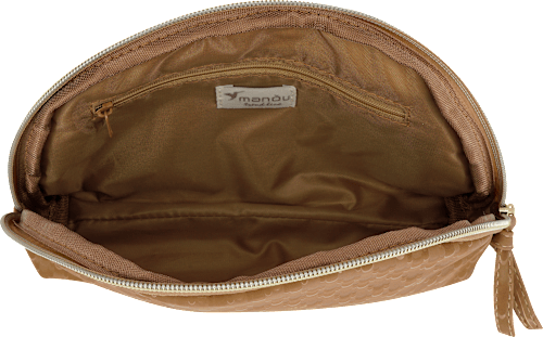 Kosmetiktasche braun rund manòu