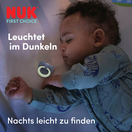 Schnuller First Choice Classic Day & Night Silikon, blau, 0-6 Monate NUK