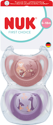 Schnuller First Choice Silikon, rose/lila, 6-18 Monate NUK