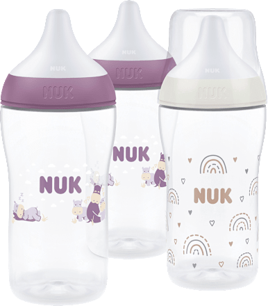 Geschenkset Babyflaschen Perfect Match lila/weiß 3tlg, 260 ml NUK