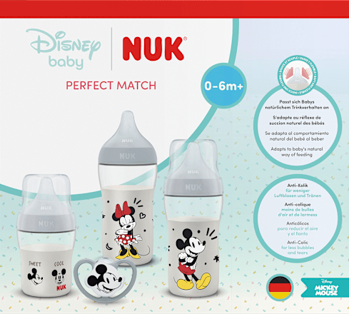 Geschenkset Babyflaschen & Schnuller Perfect Match Disney Mickey Mouse 4tlg NUK