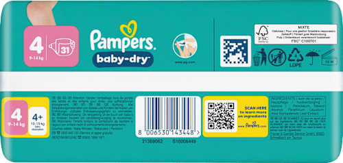 Windeln Gr. 4 (9-14 kg)  Pampers baby-dry